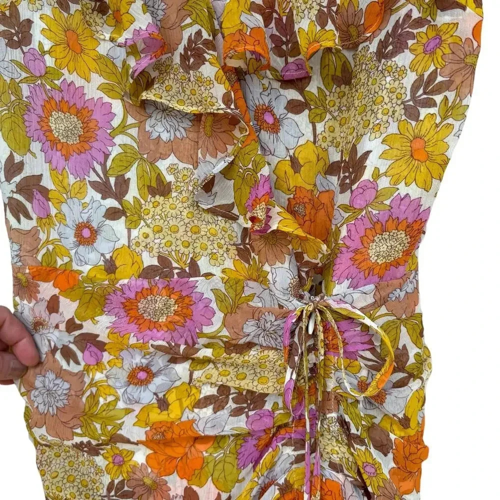 NWT Veronica Beard Silk Chiffon Alannah Dress in Orange Self Size XS - Picture 10 of 15